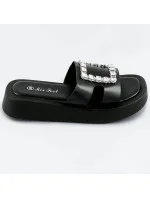 Čierne dámske šľapky so zirkónmi (CM-50)