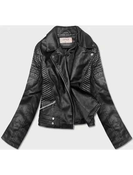 Krátka čierna bunda ramoneska s golierom (11Z8031) Krátka čierna bunda ramoneska s golierom (11Z8031)