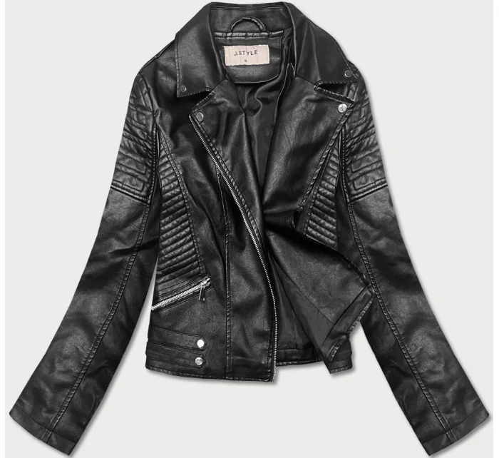 Krátka čierna bunda ramoneska s golierom (11Z8031) Krátka čierna bunda ramoneska s golierom (11Z8031)