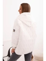 Dámska prešívaná bunda s kapucňou biela