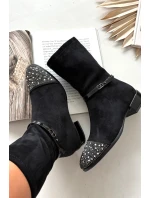 Botki Damskie Na Niskim Obcasie Ze Zdobieniem I Paskiem D&A MR52-165 Czarne