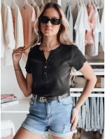 Dámská žebrovaná halenka LOOK černá Dstreet model 21988811 - FashionStreet