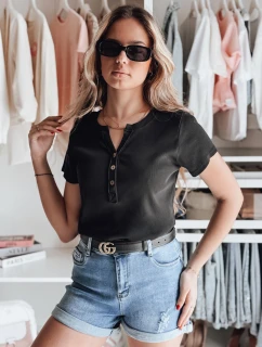 Dámská žebrovaná halenka LOOK černá model 21988811 - Dstreet