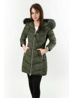 DŁUGA PIKOWANA KURTKA DAMSKA ZIMOWA KHAKI model 21241976 - Libland