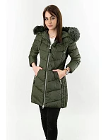DŁUGA PIKOWANA KURTKA DAMSKA ZIMOWA KHAKI model 21241976 - Libland