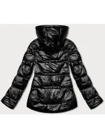 Obojstranná čierna dámska bunda s asymetrickou spodnou časťou (16M9136-392)