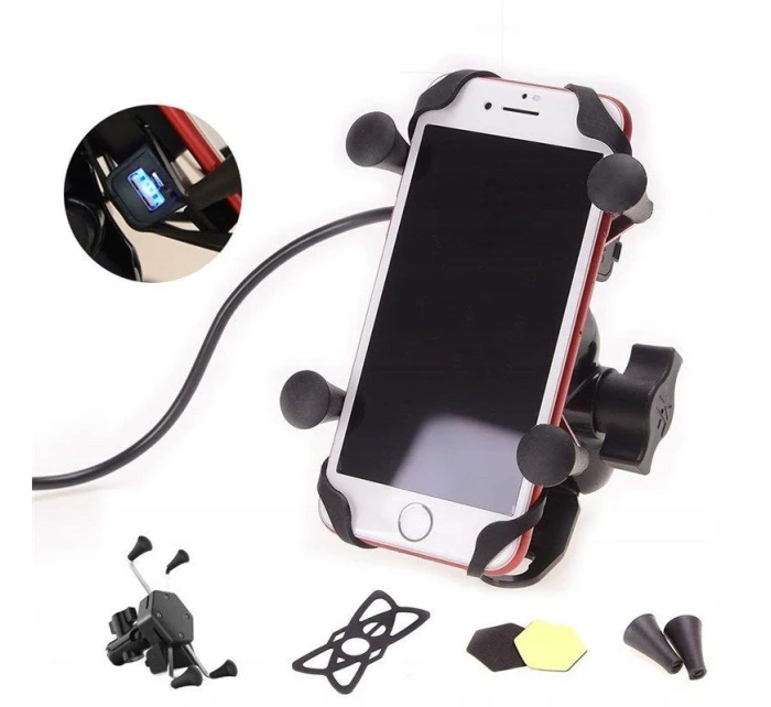 Držiak a nabíjačka telefónu FreedConn MC7C + držiak na rám hlavy BM2R