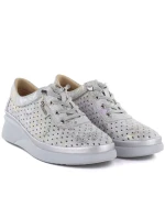 Dámské kožené polobotky na podpatku šedé model 22021895 - VINCEZA