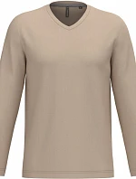 Kariban K 358 Pánske tričko s výstrihom do V a dlhými rukávmi 20.K358 light sand