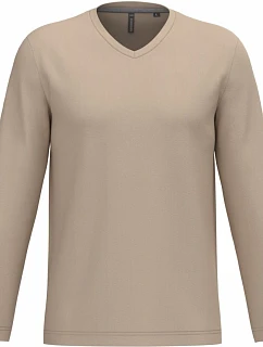 Kariban K 358 Pánske tričko s výstrihom do V a dlhými rukávmi 20.K358 light sand