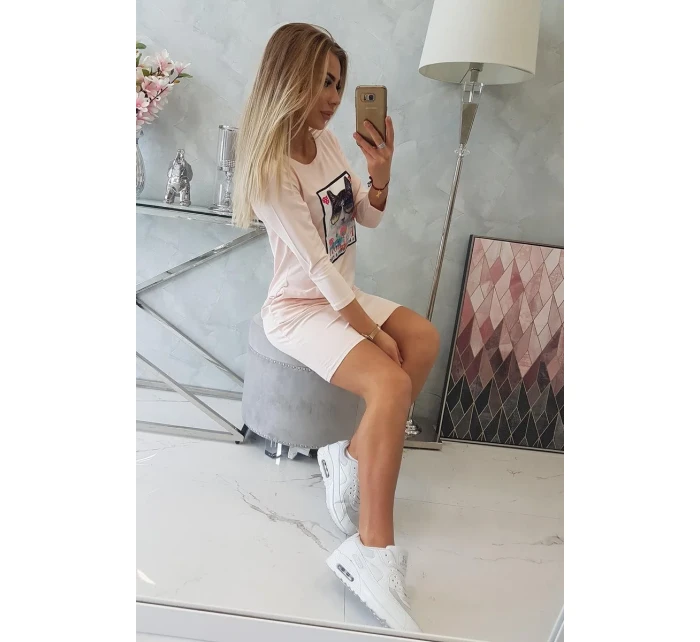 3D mačacie grafické šaty púdrovo ružové 3D mačacie grafické šaty púdrovo ružové