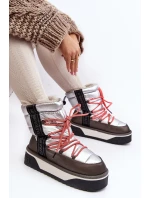 Śniegowce Damskie Na Grubej Podeszwie Wegańskie D.Franklin DFSH371006 Srebrne