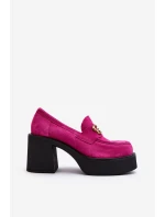 Zazoo 20170 Półbuty Zamszowe Damskie Na Słupku Fuksja