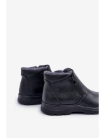 Ocieplane Męskie Botki Z Eko Skóry Czarne Daniello