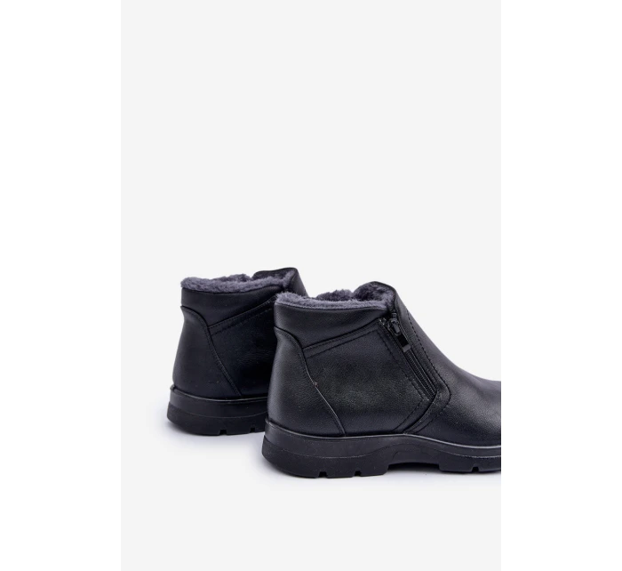 Ocieplane Męskie Botki Z Eko Skóry Czarne Daniello