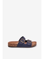 Dámské pantofle na korkové platformě s přezkami tmavě modré model 21704319 - EVENTO Dámské pantofle na korkové platformě s přezkami tmavě modré model 21704319 - EVENTO