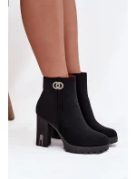 Ocieplane Botki Damskie Na Słupku Z Ozdobnym Detalem Czarne Vessara Ocieplane Botki Damskie Na Słupku Z Ozdobnym Detalem Czarne Vessara