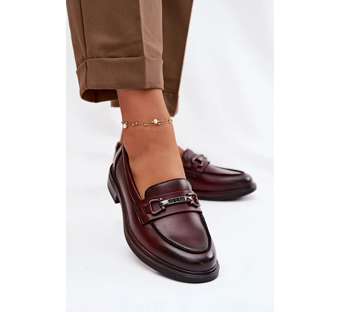 Kožené dámské mokasyny Vinceza 39983 bordó