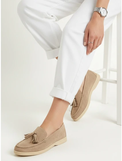 Dámské semišové béžové mokasíny Dstreet model 21996126 - FashionStreet