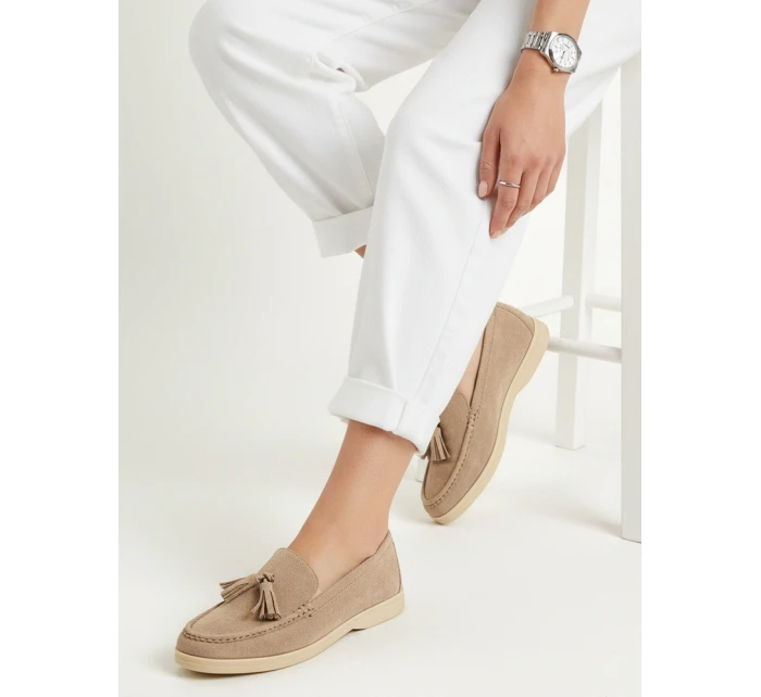 Dámské semišové béžové mokasíny Dstreet model 21996126 - FashionStreet