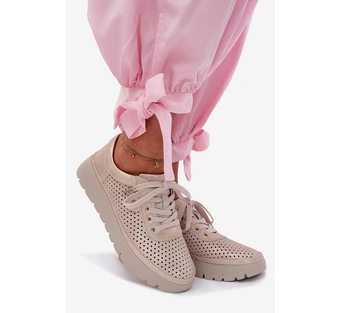 Kožené síťované dámské polobotky Vinceza 79629 zlaté