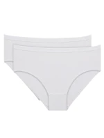 Dámske bavlnené nohavičky 2 ks DIM COTTON BIO MIDISLIP 2x - DIM - biela