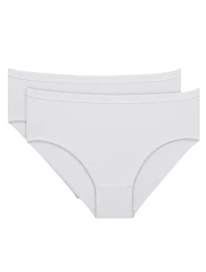 Dámske bavlnené nohavičky 2 ks DIM COTTON BIO MIDISLIP 2x - DIM - biela
