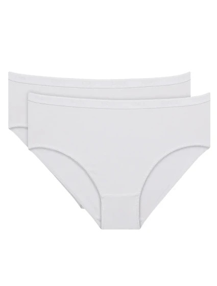 Dámske bavlnené nohavičky 2 ks DIM COTTON BIO MIDISLIP 2x - DIM - biela