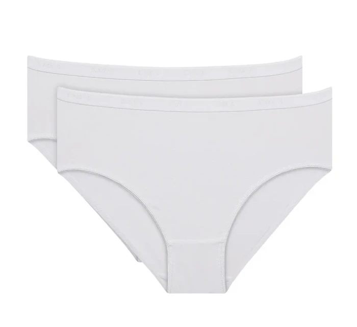 Dámske bavlnené nohavičky 2 ks DIM COTTON BIO MIDISLIP 2x - DIM - biela