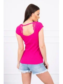 Blúzka s čipkovým výstrihom fuchsiová