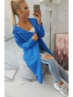 Dlhý kabát s kapucňou nevädzovo modrý