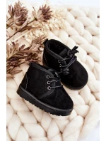 Dívčí šněrovací Sněhové Boty S Kožešinou černé model 21545035 - Boto