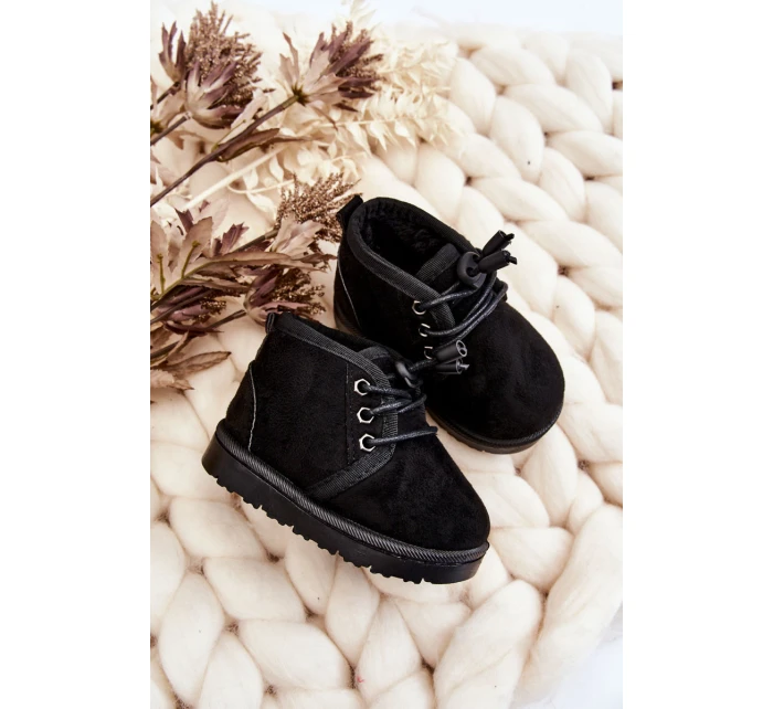 Dívčí šněrovací Sněhové Boty S Kožešinou černé model 21545035 - Boto