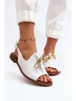 Kožené ploché sandály model 21646113 bílé - Zazoo