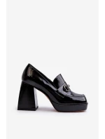 Lakované dámské polobotky na podpatku černé D&A model 21655795 - S.Barski