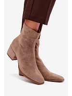 Dámské kotníkové boty na podpatku typu Khaki model 22320781 - Boto