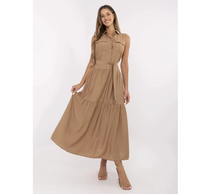 Sukienka MI SK model 21151252 camelowy - FPrice Sukienka MI SK model 21151252 camelowy - FPrice