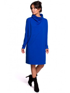 B132 Šaty s vysokým golierom - kráľovská modrá