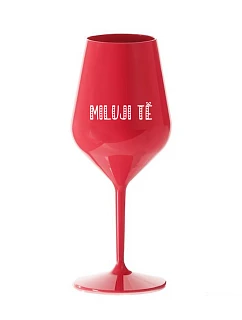 I LOVE YOU - červený nerozbitný pohár na víno 470 ml