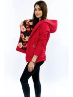 Červená bunda s asymetrickým zipsom (DL015)