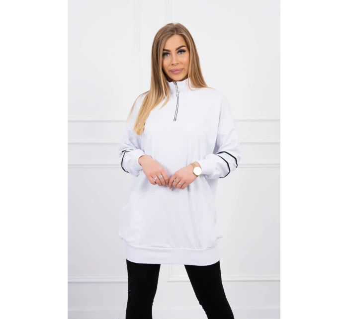 Mikina so zipsom a vreckami biela