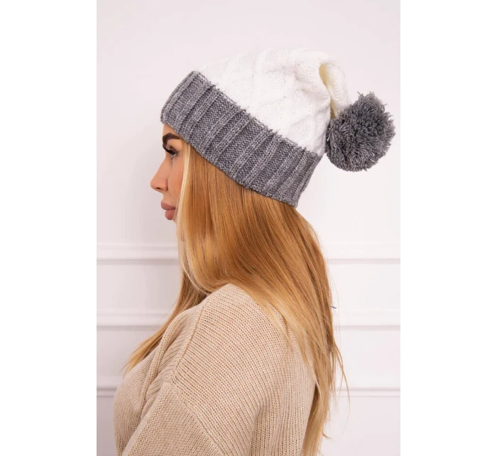 Milano fleecová čiapka K203 ecru+grey