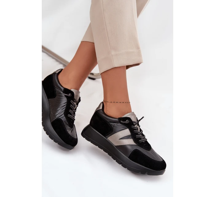 Sneakersy Damskie Na Platformie Vinceza 58561 Czarne