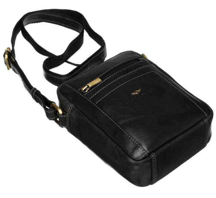 Pánske kabelky [DH] Kožená taška PTN TB 117 COM BLACK