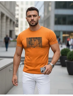 Pánske oranžové tričko s potlačou FashionStreet NX5014R