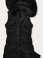 Dámska bunda bez rukávov s kožušinou na kapucni J Style čierna (16M9172-392)
