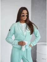 Dámska velúrová súprava s mikinou na zips mentolová (768)