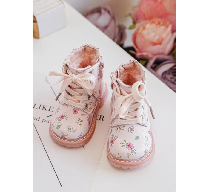 Ocieplane Botki Dziecięce Na Suwak Różowe Dolida Ocieplane Botki Dziecięce Na Suwak Różowe Dolida