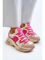 Snekersy Damskie Na Grubej Podeszwie Fuksja Peonema