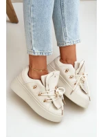 Sneakersy Damskie Na Platformie Beżowe Dolistana